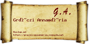Gréczi Annamária névjegykártya